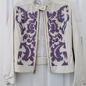 Versace Collection White and Purple Leather Jacket